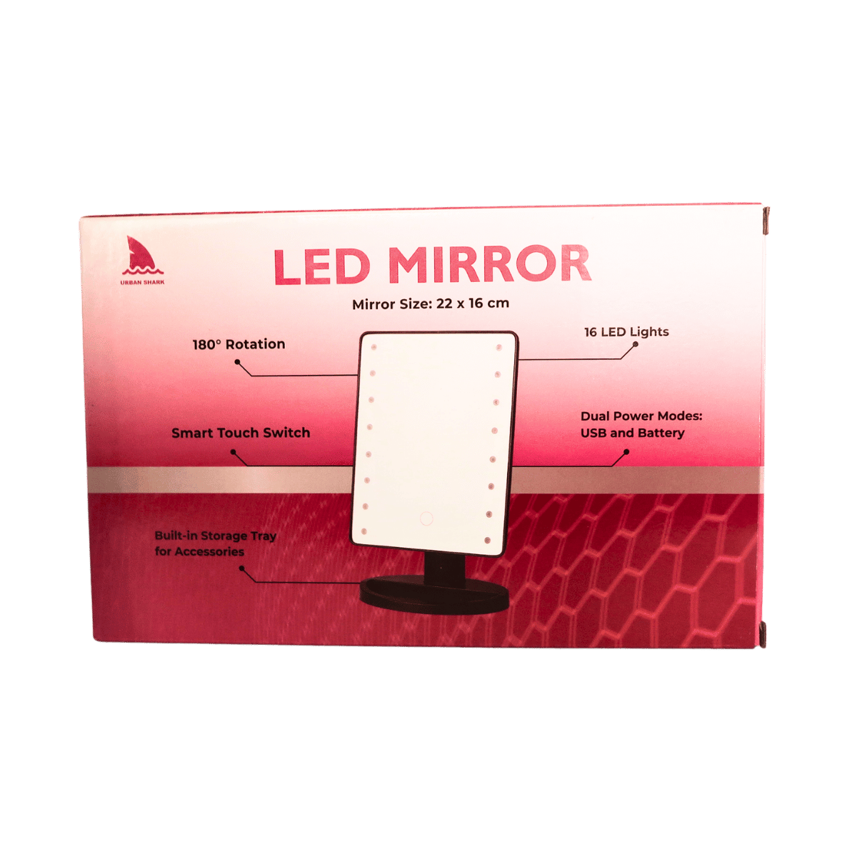 LED Make-up Mirror 3 Colour Mix: Pink, Black and White