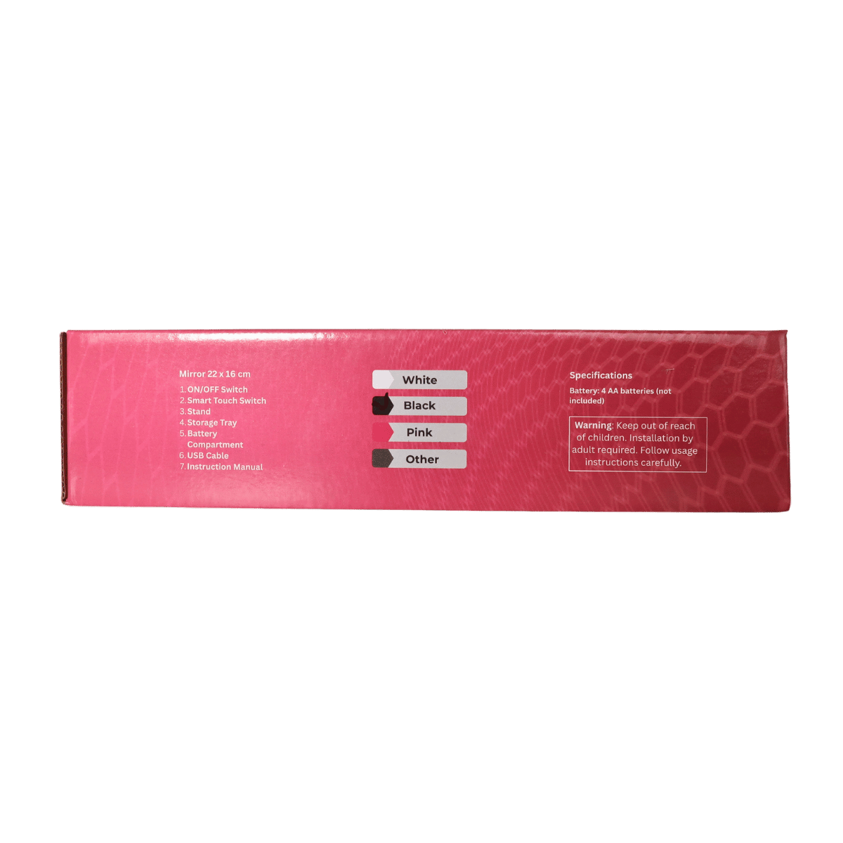 LED Make-up Mirror 3 Colour Mix: Pink, Black and White