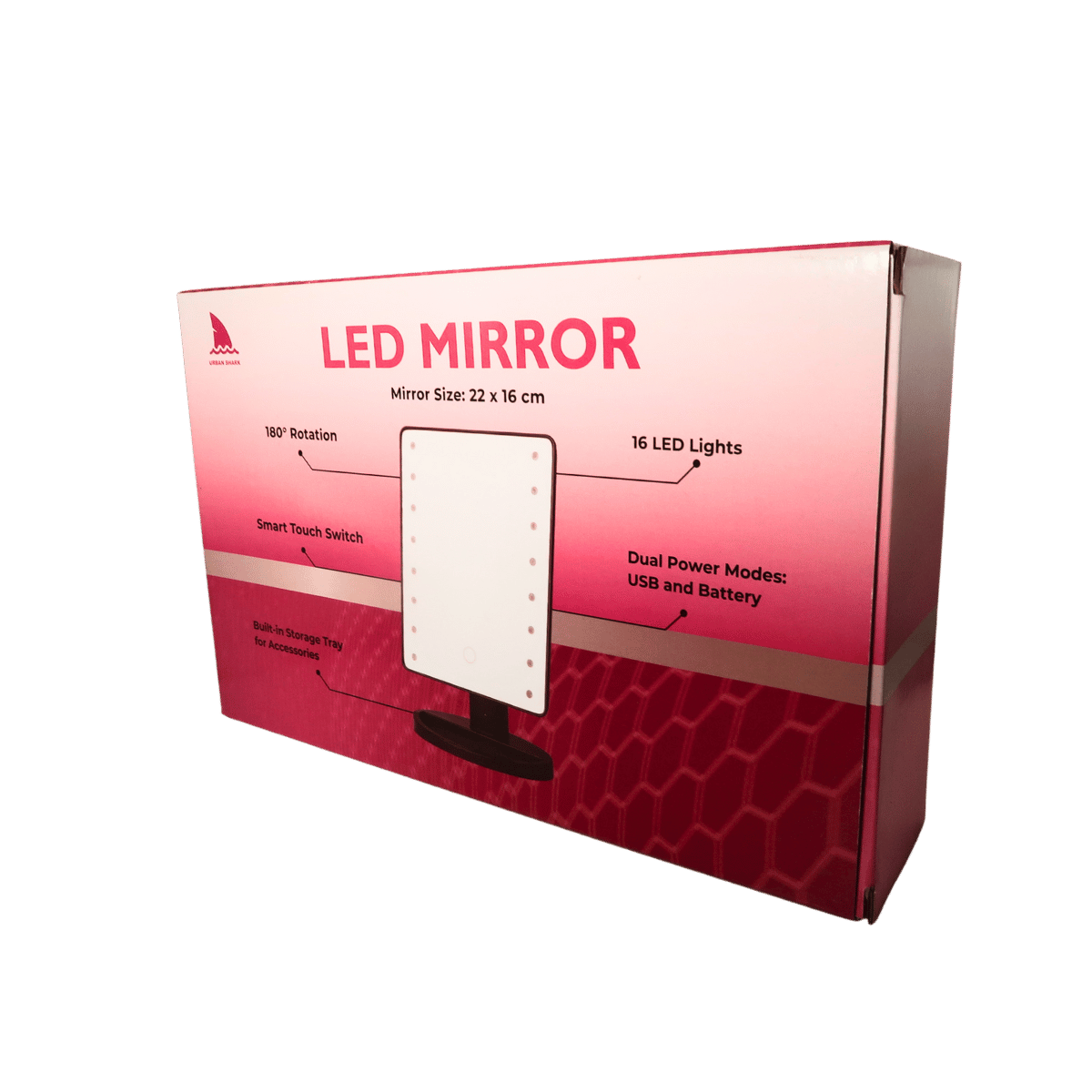 LED Make-up Mirror 3 Colour Mix: Pink, Black and White