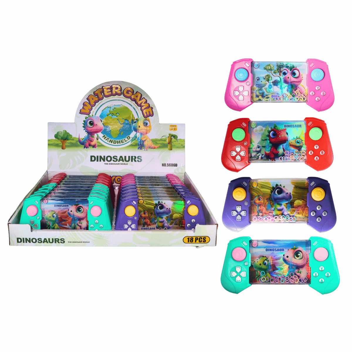 Dinosaurs Handheld Water Game – 4 Designs Mix