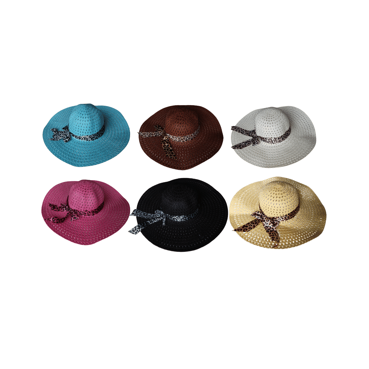 Beach Hat - 6 Colour Mix (Blue, Pink, Black, White, Cream, and Brown)