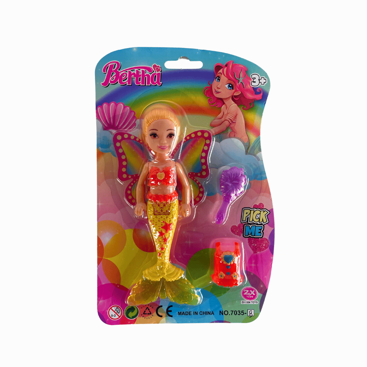 Mermaid Dolls – 3 Colour Mix (Pink, Yellow, Blue)