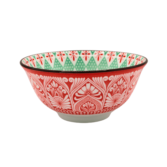 Ceramic Bowl – 15.5cm Diameter, 4 Design Mix (Moroccan Design)