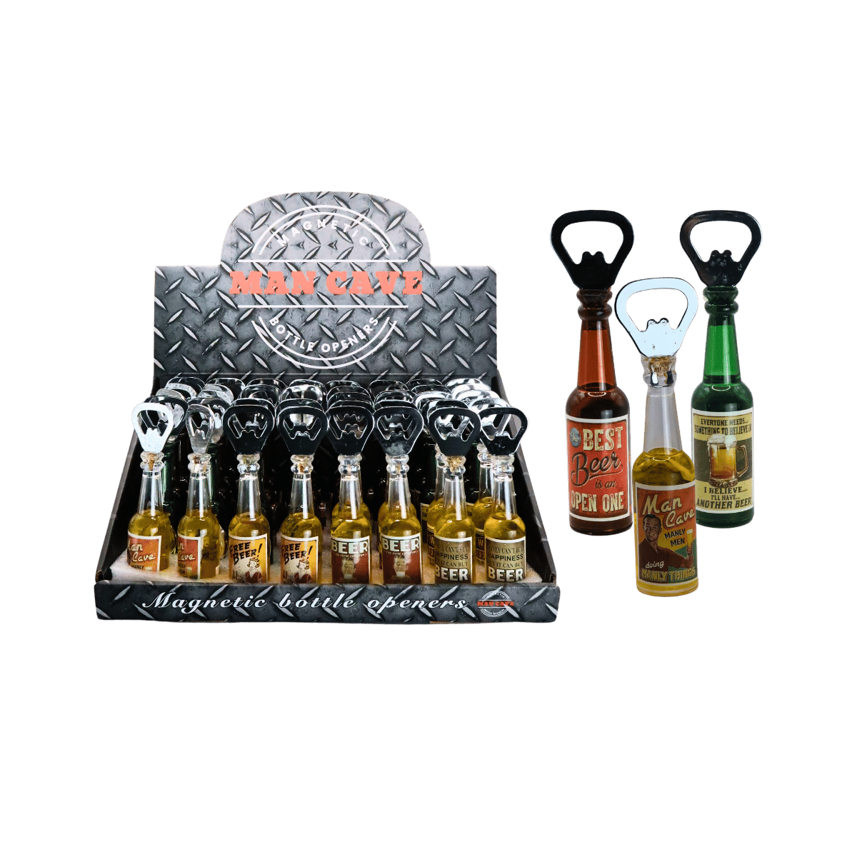 Man Cave Design Bottle Openers - 20 Designs Mix