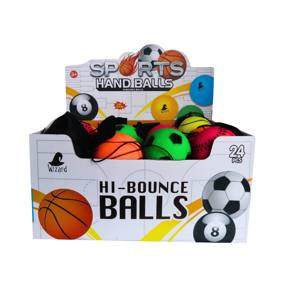 6.3cm Wrist Ball – 24pcs/box, 4 Design 4 Colour Mix