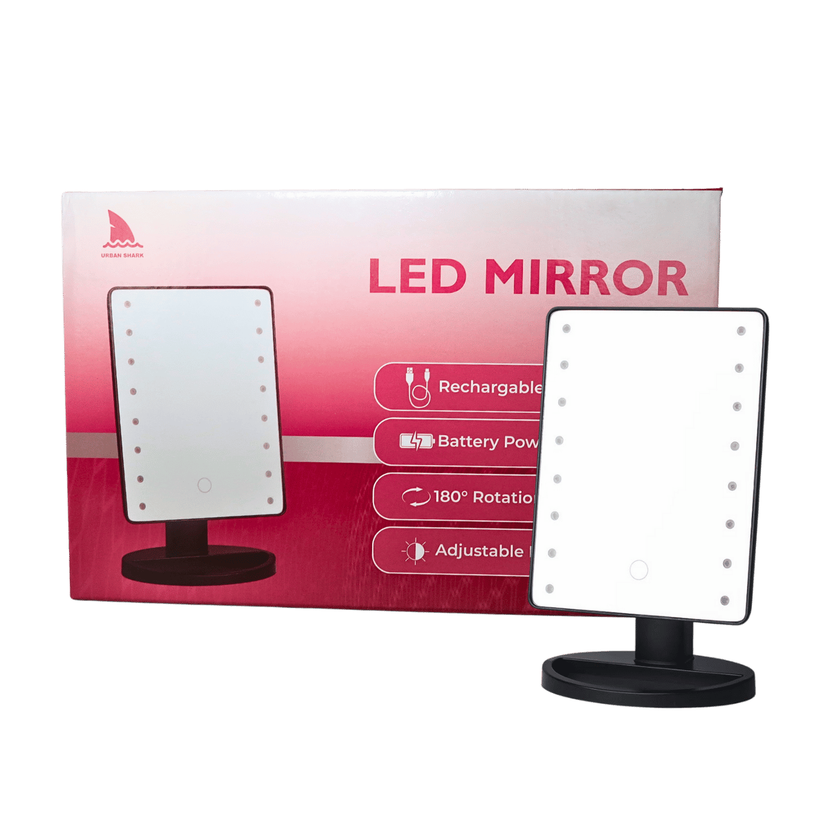 LED Make-up Mirror 3 Colour Mix: Pink, Black and White