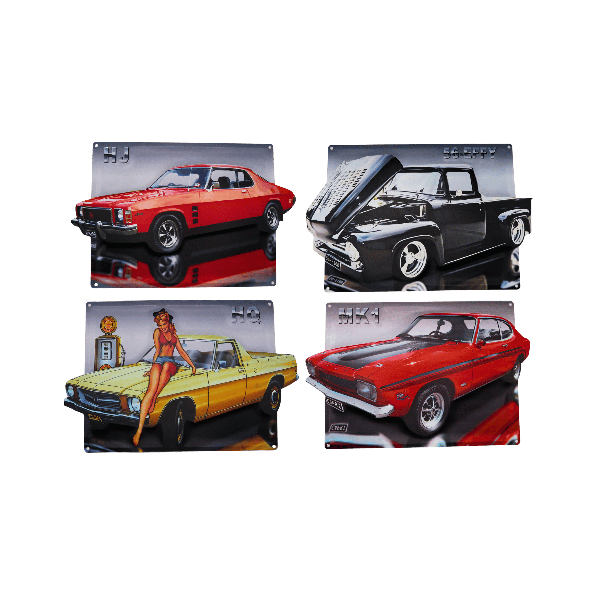 Muscle Car Metal Plates – 30 Design Mix