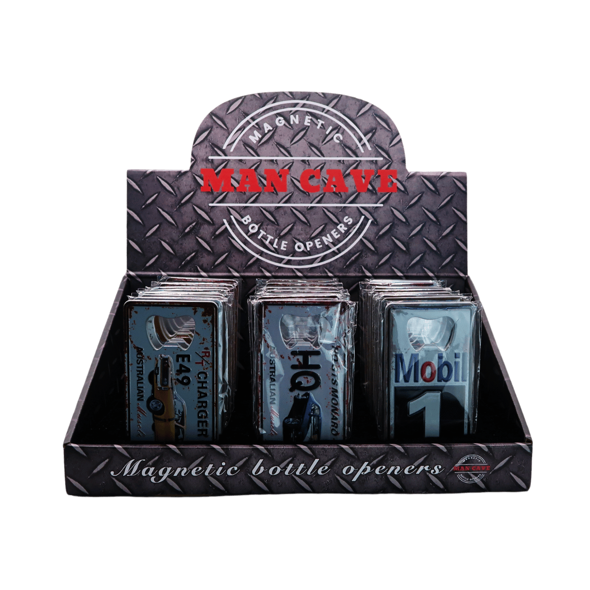 Man Cave Zinc Alloy Fridge Bottle Opener Magnets – 24 Design Mix