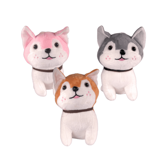 Dog Plush – 3 Colour Mix (Pink, Grey & Orange)