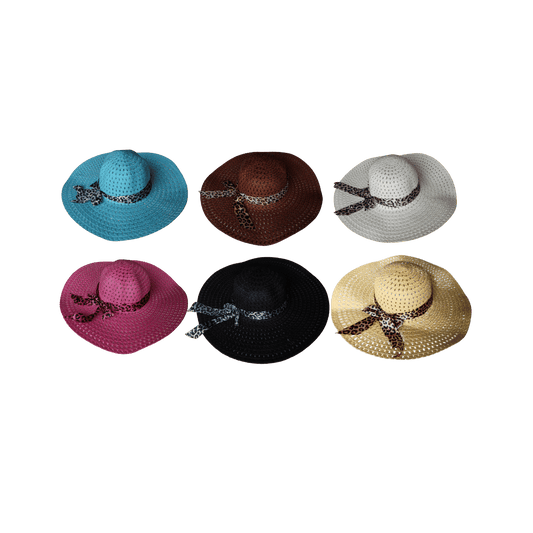 Beach Hat - 6 Colour Mix (Blue, Pink, Black, White, Cream, and Brown)
