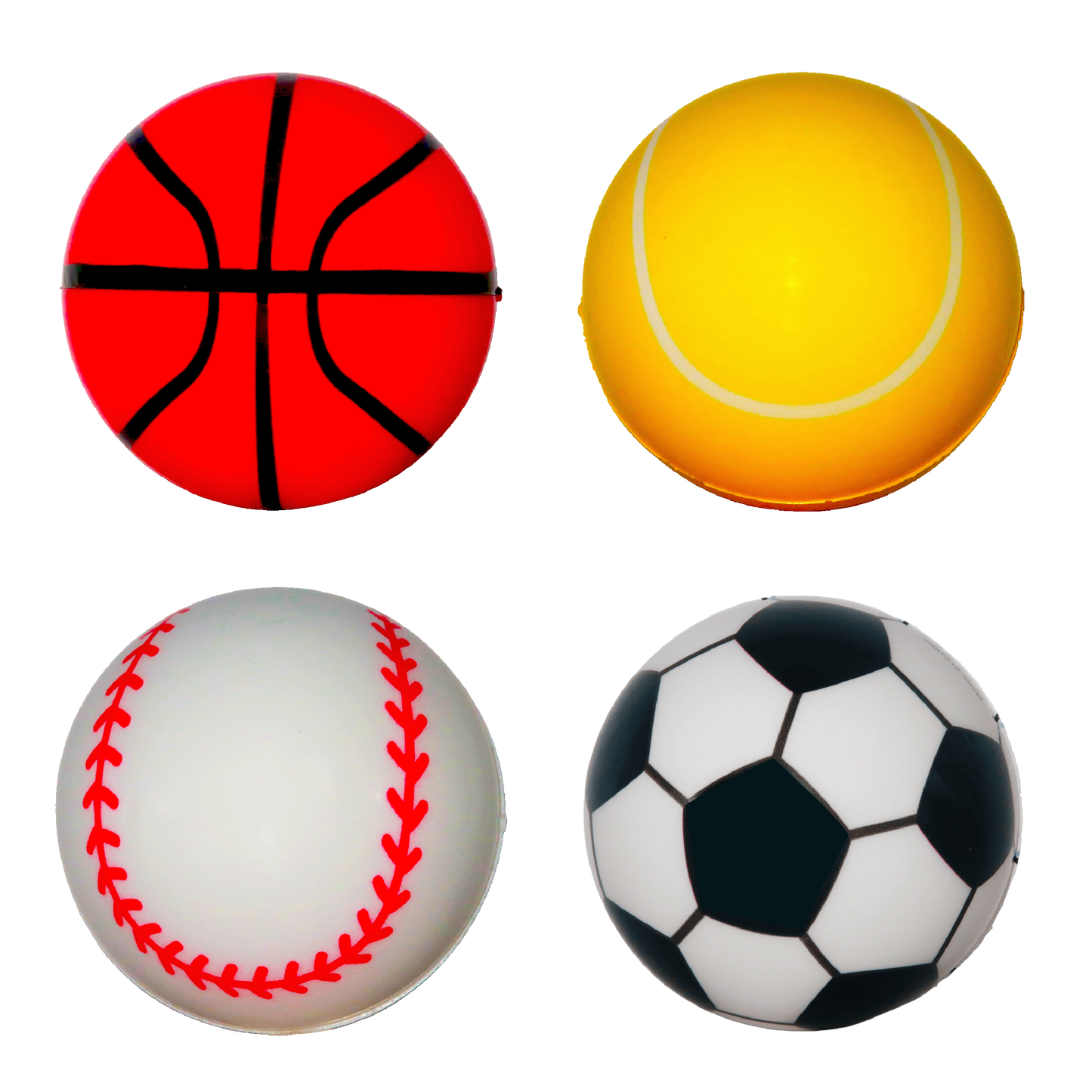 7.6cm Bounce Ball – 4 Design Mix (Basketball, Tennis, Baseball & Soccer)
