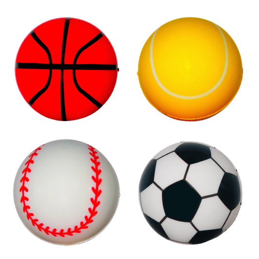 7.6cm Bounce Ball – 4 Design Mix (Basketball, Tennis, Baseball & Soccer)