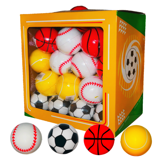 7.6cm Bounce Ball – 4 Design Mix (Basketball, Tennis, Baseball & Soccer)