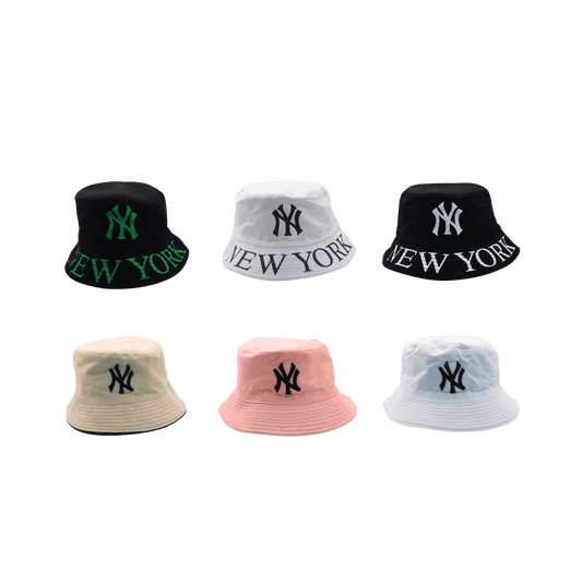 Double-Sided New York Bucket Hats – 3 Colour Mix