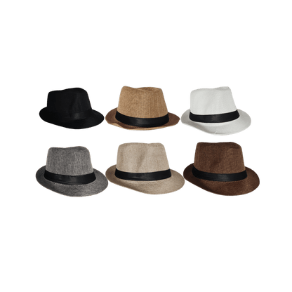 Fedora Hat - 6 Colour Mix (Black, White, Light Beige, Dark Beige,, Brown, and Grey)