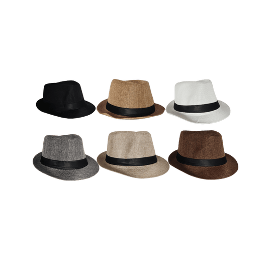 Fedora Hat - 6 Colour Mix (Black, White, Light Beige, Dark Beige,, Brown, and Grey)