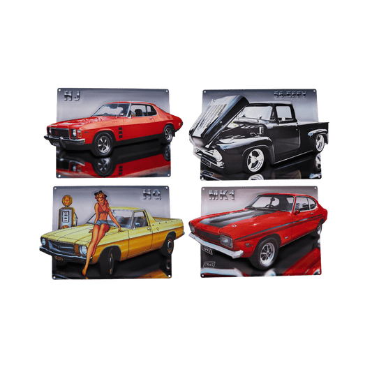 Muscle Car Metal Plates – 30 Design Mix