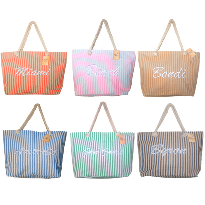 Extra Large Rope Handle Beach Bag 59 x 40 x 18cm – 6 Colour x 6 Design Mix
