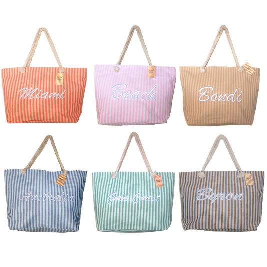 Extra Large Rope Handle Beach Bag 59 x 40 x 18cm – 6 Colour x 6 Design Mix