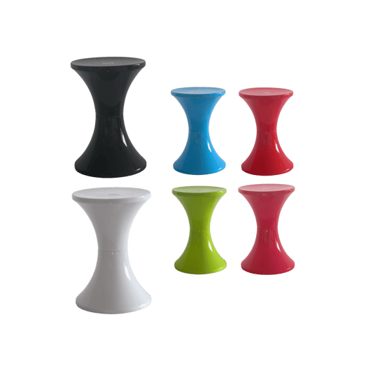 Bright Retro Stools – 6 Colour Mix (Black, White, Red, Pink, Green, Blue)
